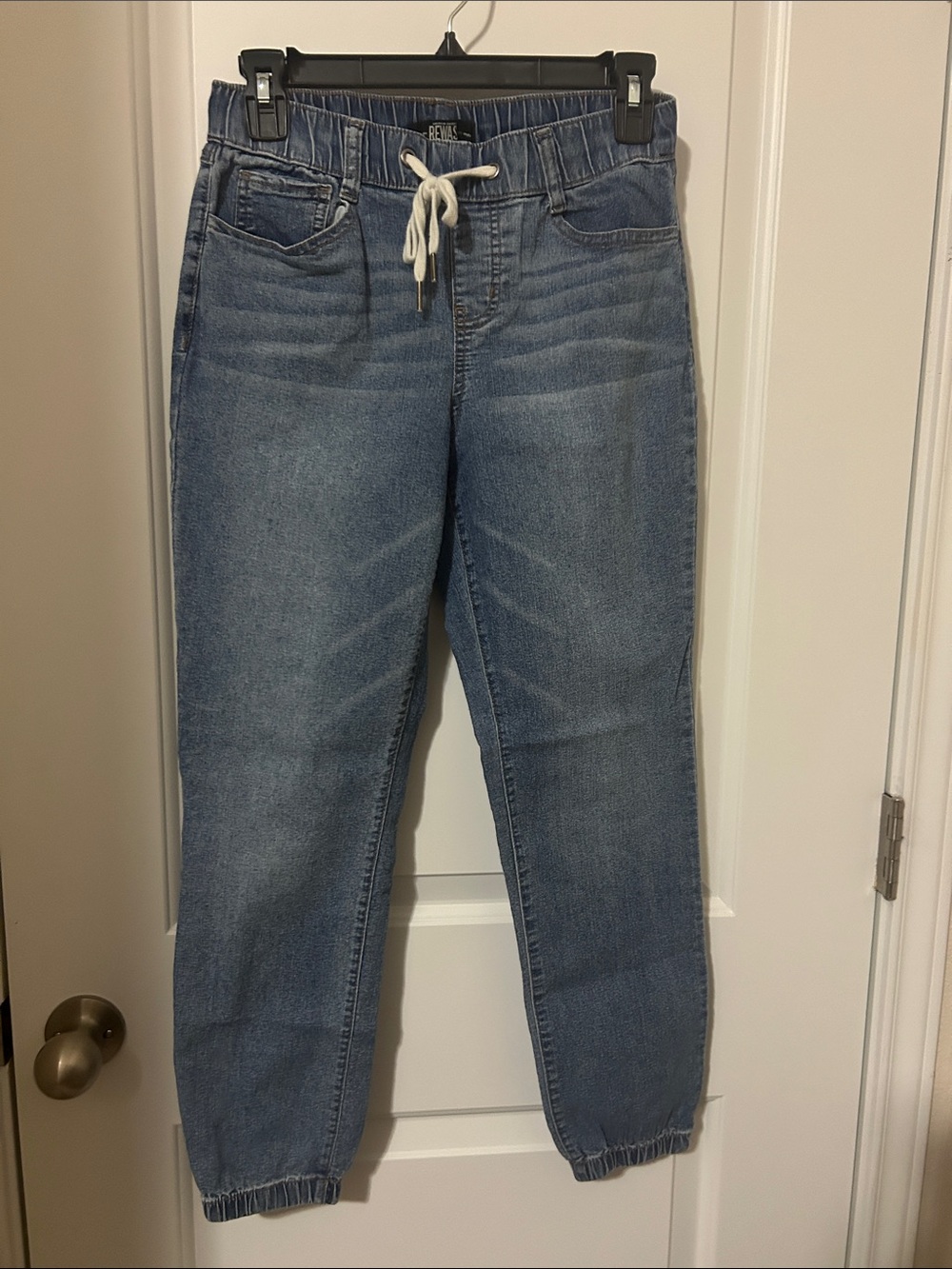 Rewash Light Blue Boyfriend Jogger Jeans with Drawstring Waist